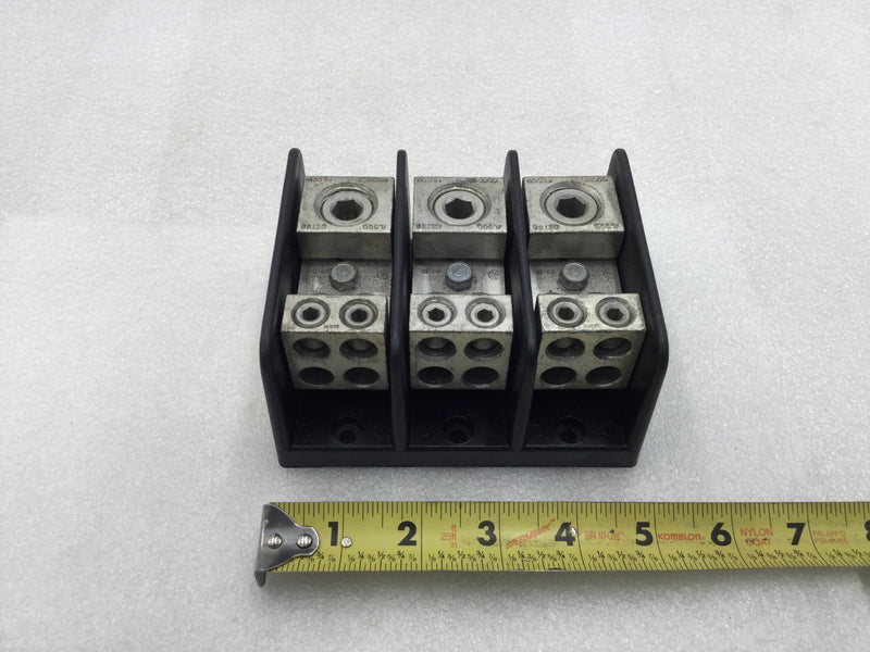 Ilsco PDB-14-500-3 3 Pole Distribution Block 1 Port Line Side, 4 Ports Load Side