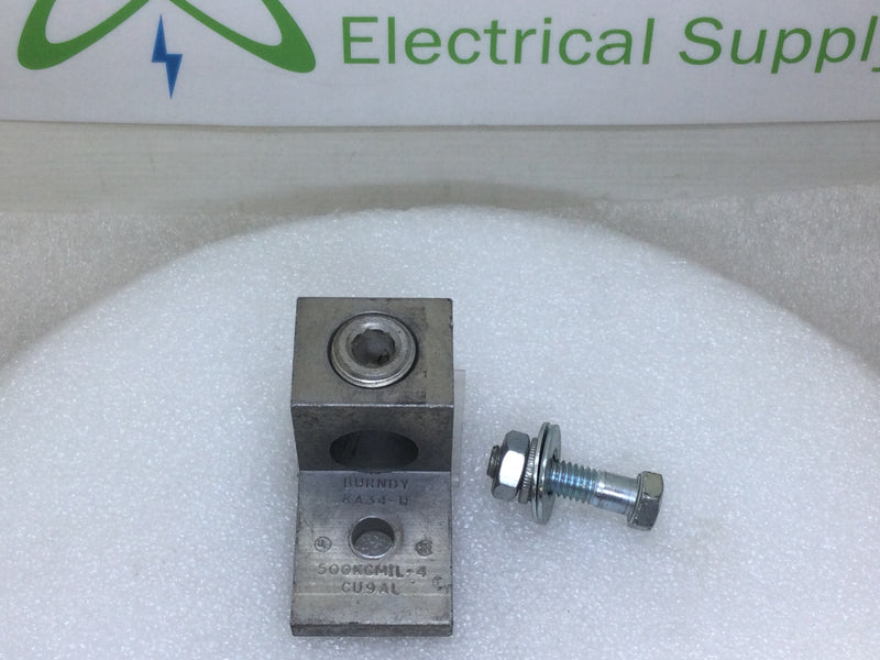 Burndy KA34U 500KCMIL-4 AL9CU Aluminum Mechanical Terminal Lug 3/8" Stud