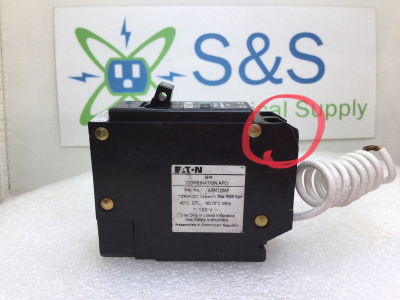 Eaton BRN120AF 20 Amp 1 Pole 120V Combination AFCI Circuit Breaker - Flawed