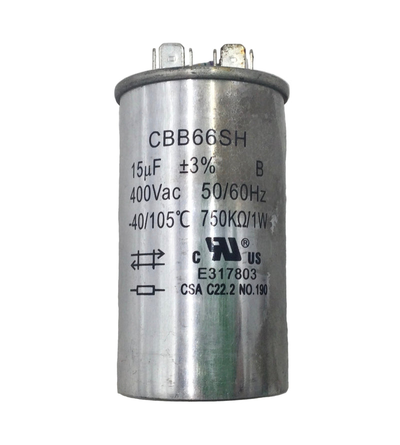 Capacitor CBB66SH / E317803 15uf+3% 400V 50/60hz 750k/1w
