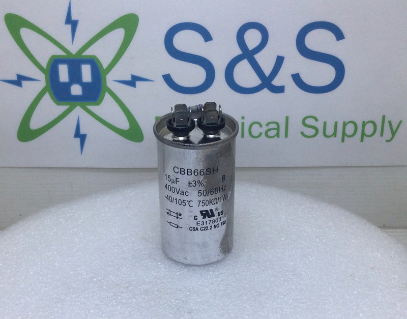 Capacitor CBB66SH / E317803 15uf+3% 400V 50/60hz 750k/1w
