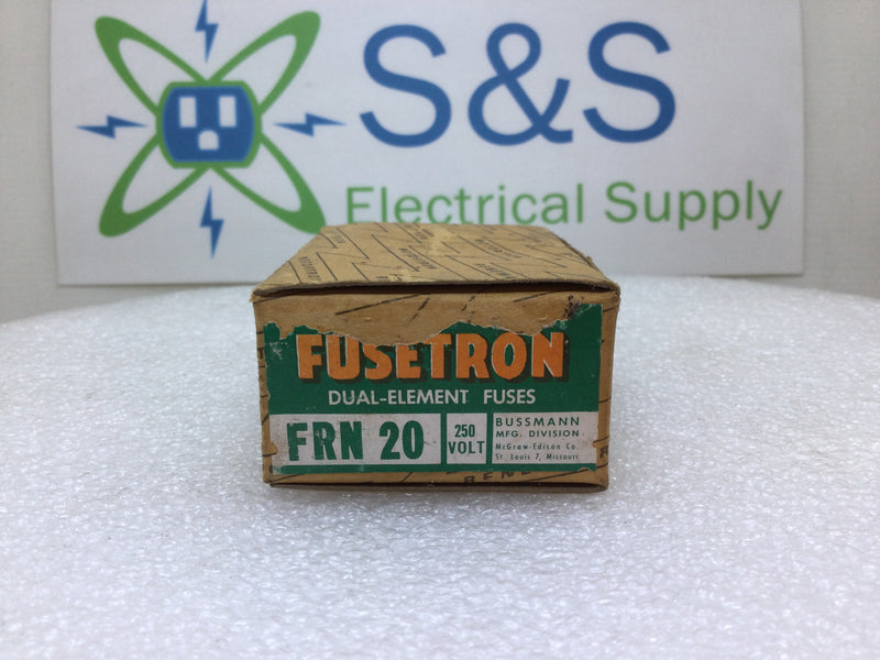 Fusetron FRN-20 20 Amp 250V Dual Element Time-Delay Class K5 Fuse - Box of 10