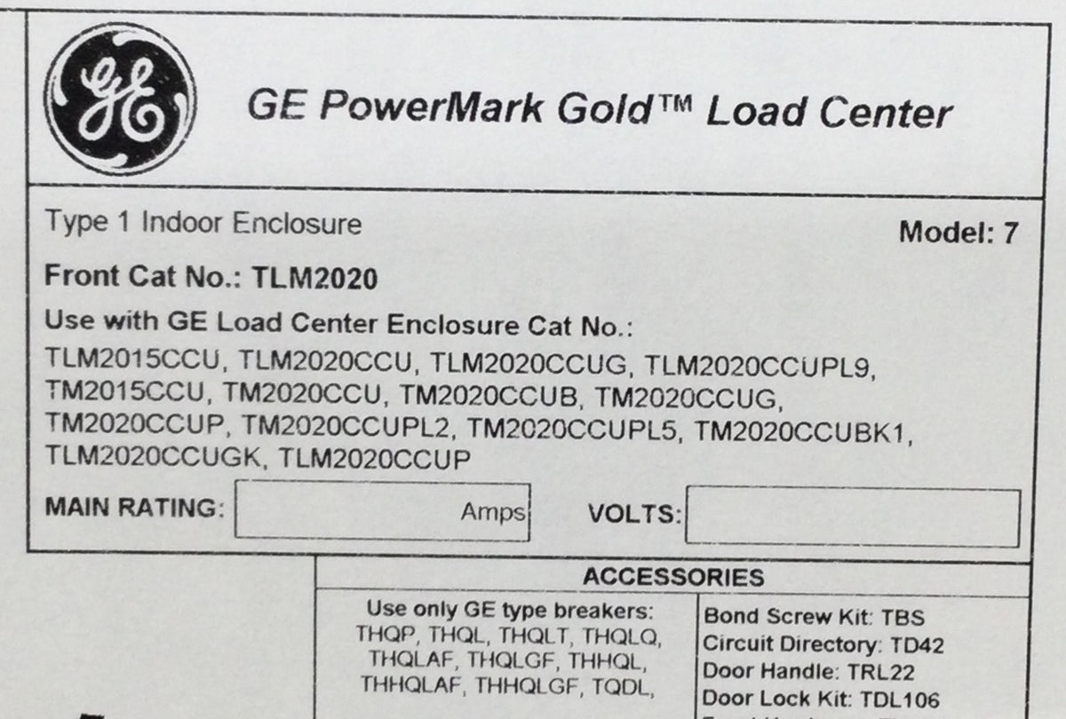 TKGページ GE TLM2020 200 Amp 20 Space Load Center Cover/Door Only 27 7/8