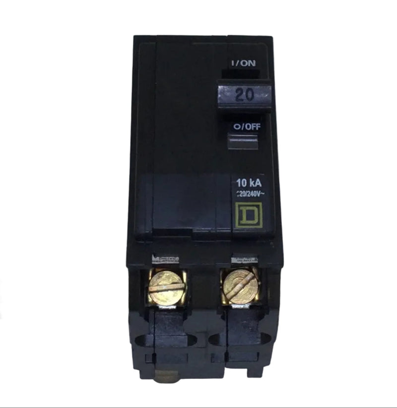 Square D QO220 20 Amp 2 Pole 120/240V Circuit Breaker - Yellow Face