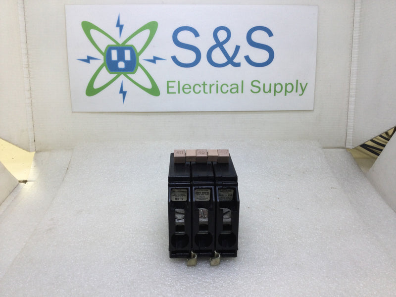 Cutler-Hammer CH340 3 Pole 40 Amp 240 Volt Plug In Circuit Breaker