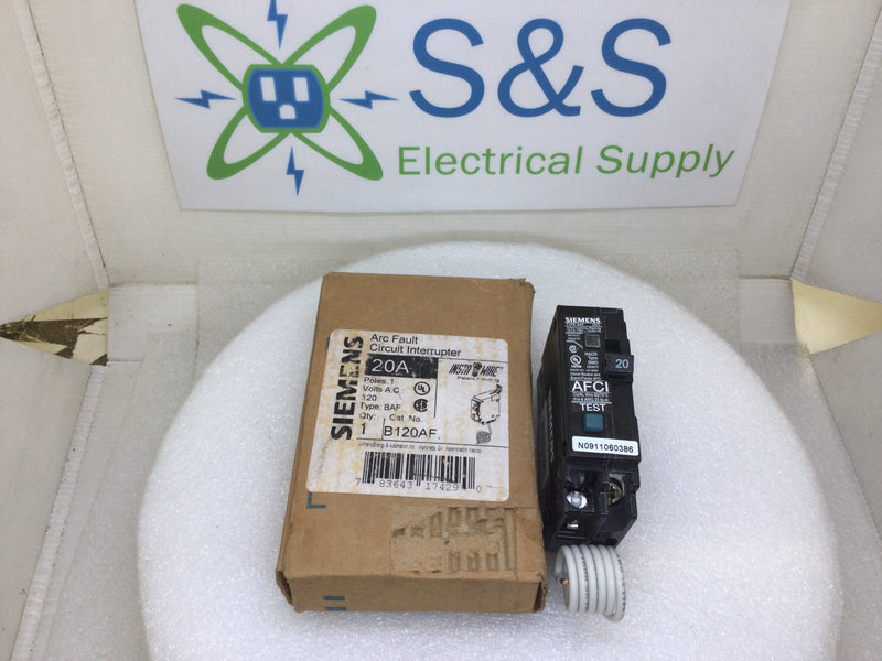 Siemens B120AF 20 Amp Single Pole Bolt on Type BAF AFCI Circuit Breaker