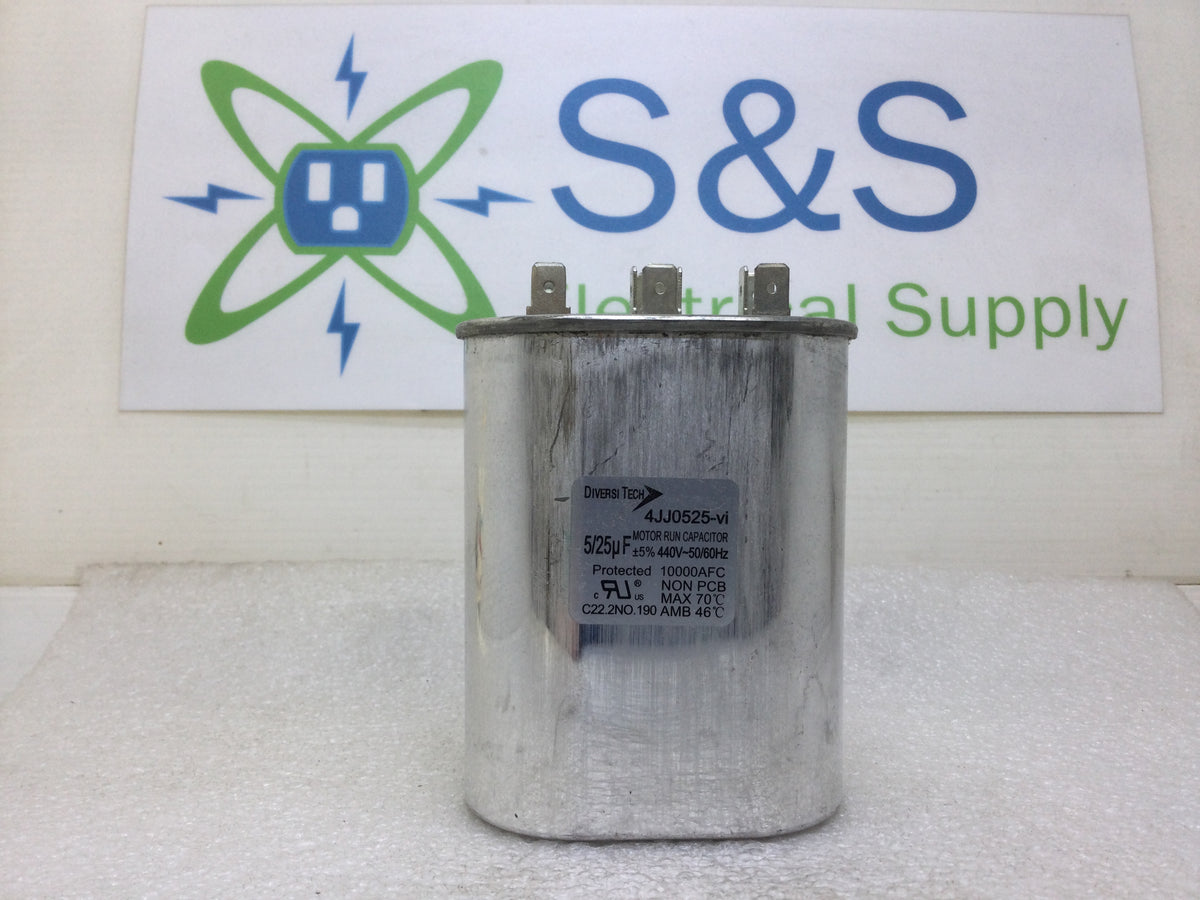 DiversiTech 4JJ0525-VI 25+5µF 440 VAC Motor Run Oval Capacitor