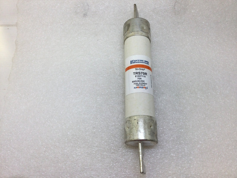 Ferraz Shawmut Tri-Onic TRS70R 70 Amp 600V or Less Dual Element Time Delay Fuse Current Limiting Class RK5
