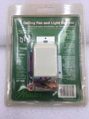 Hunter 27182 3 Speed Fan Control & Light Dimmer 120VAC 60Hz 1.6A Max Fan Control 300W Max Light Control