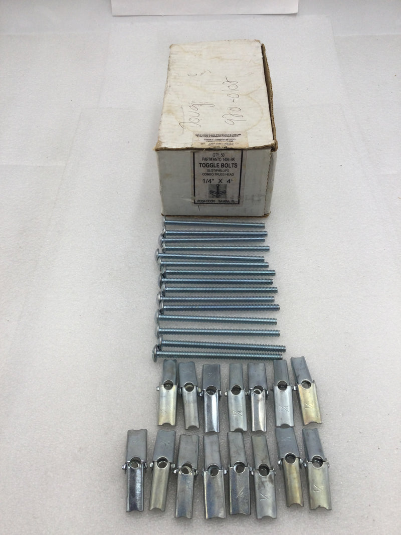 Lot of 15 Posi-Tech ANTC-1404-BK 1/4" X 4" Phillips Head Heavy Duty Toggle Bolt