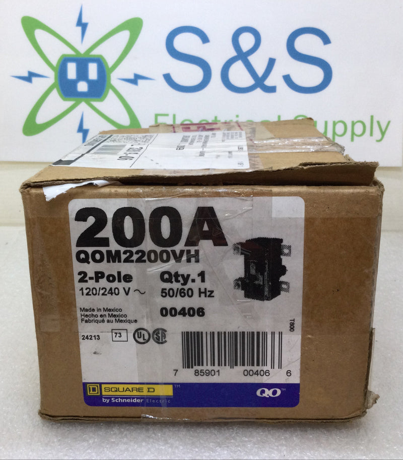 Square D QOM2200VH 200 Amp 2 Pole 120/240V 22kA Main Circuit Breaker