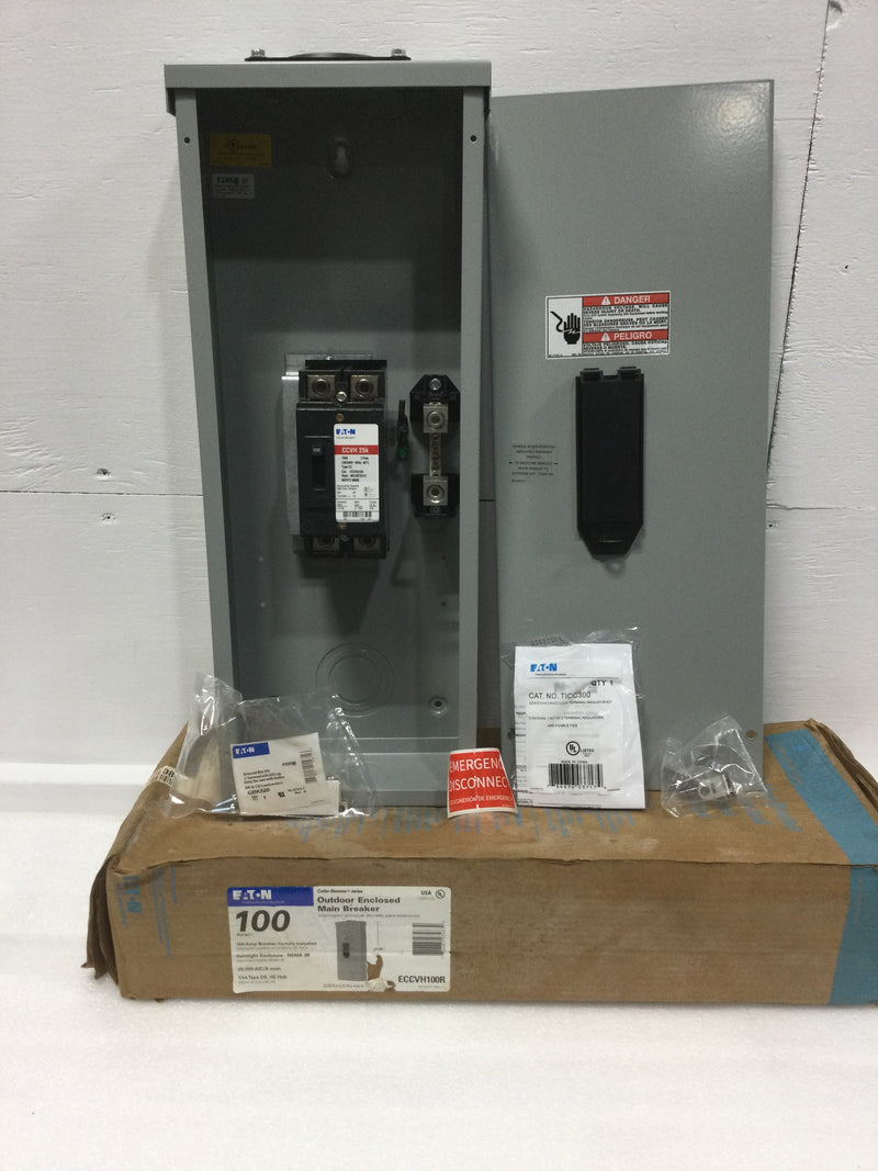 Eaton ECCVH100R 2-Pole Outdoor Front Operable Circuit Breaker Enclosure 240 VAC with CCVH2100 100 Amp Breaker