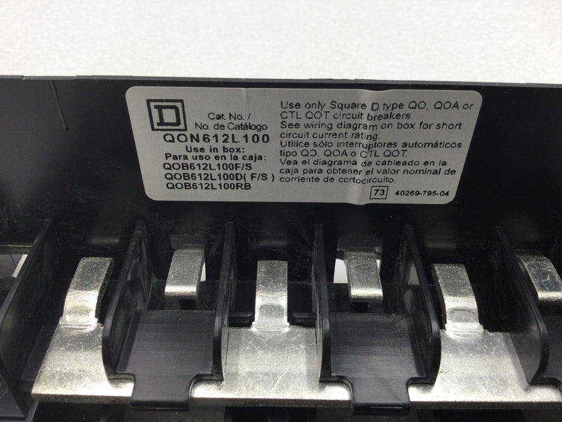 Square D QON612L100 6 Space-12 Circuit 100A 120/240V MLO Type QOB Breaker Base Only 8" X 5"