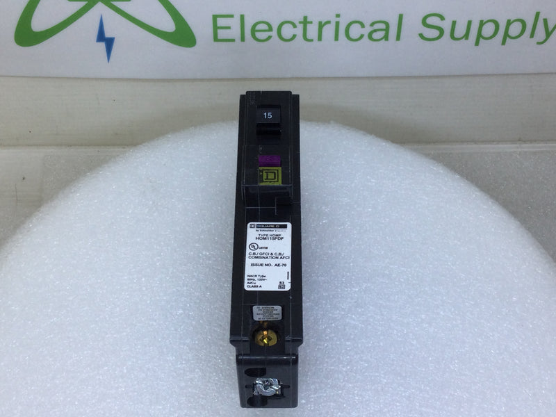 Square D/Homeline HOM115PDF 15 Amp 1 Pole 120V Neutral Style Circuit Breaker