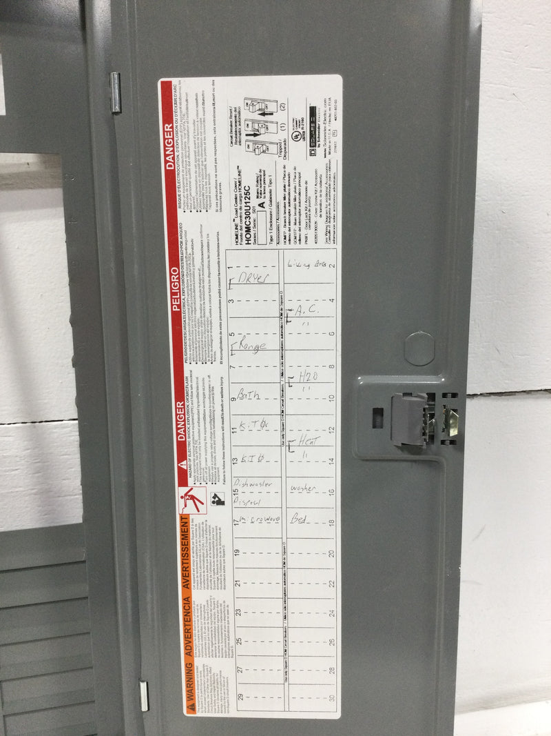Square D 30-Circuit 30-Space 100-Amp Main Breaker Load Center in the Square D 30-Circuit 30-Space 100-Amp Main Breaker Load Center in the