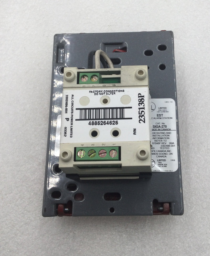 EST/Edwards Systems Technology SIGA-270 Single Action Fire Alarm Pull