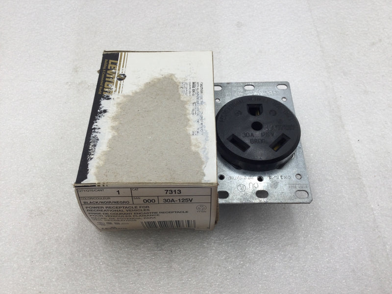 Leviton 7313-S00 30 Amp 125 Volt NEMA TT-30R 2P 3W Flush Receptacle B1