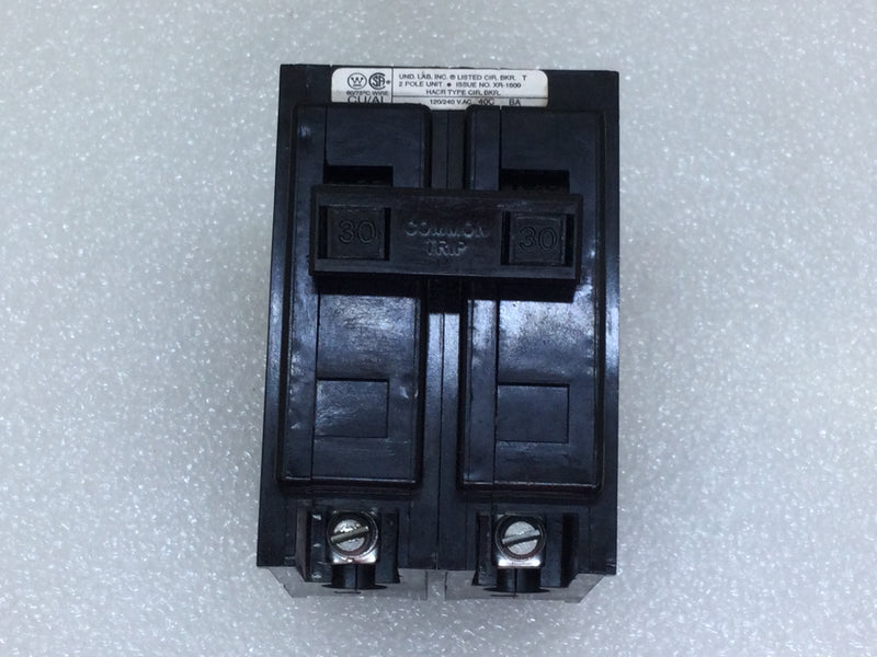 Cutler-Hammer/Westinghouse BAB2030 30 Amp 2 Pole 120/240V Bolt On Breaker