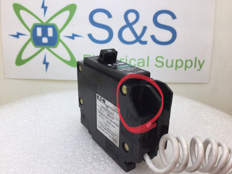 Eaton BRN120AF 20 Amp 1 Pole 120V Combination AFCI Circuit Breaker - Flawed