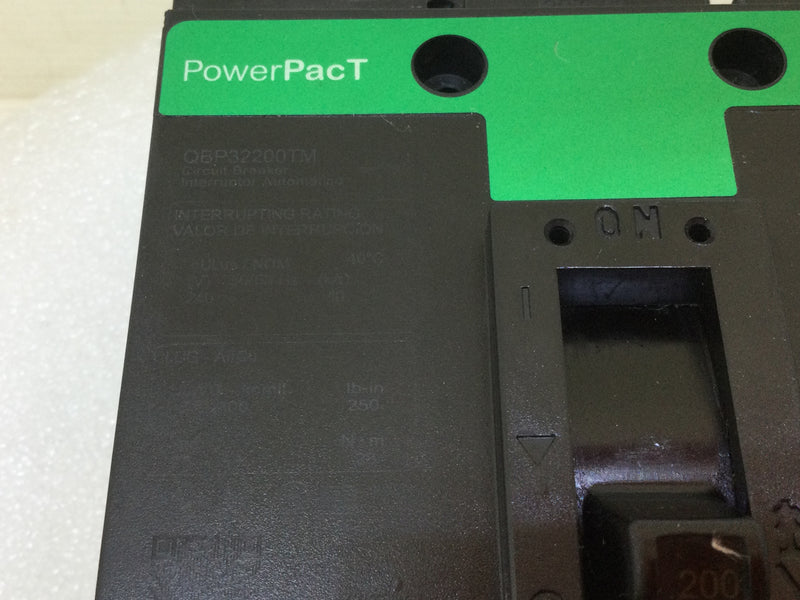 Square D QBP32200TM 200 Amp 3 Pole 240V PowerPacT Circuit Breaker