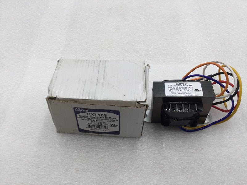SUPCO SXT105 Primary 40VA 240V Secondary 24V 50/60Hz Control Transformer