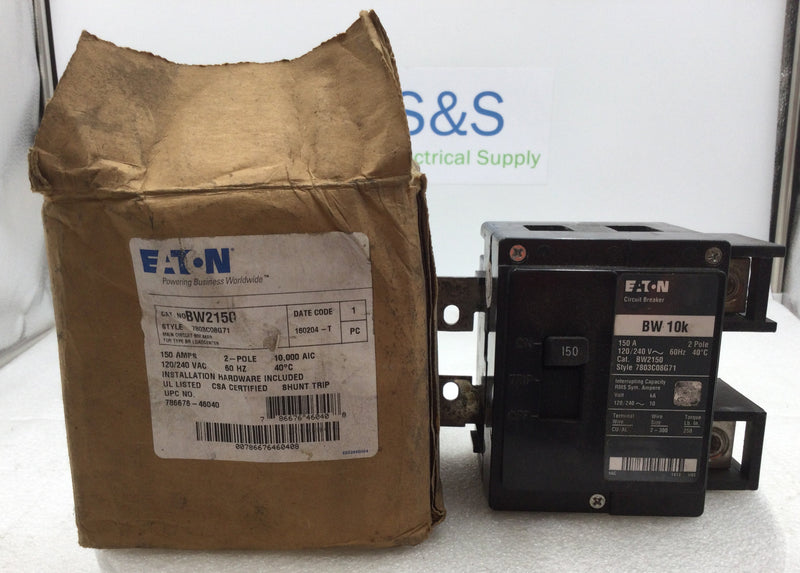 Eaton/Cutler Hammer BW2150 150 Amp 2 Pole 120/240V BW Series Circuit Breaker