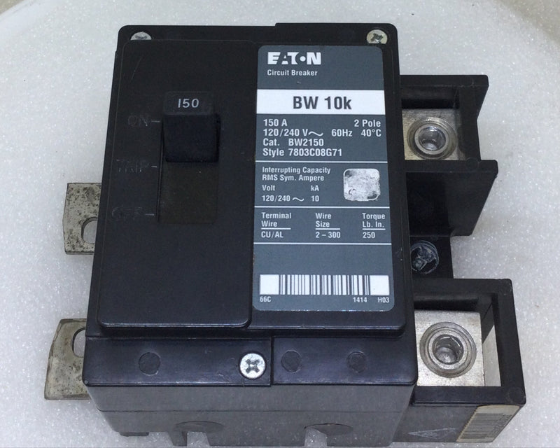 Eaton/Cutler Hammer BW2150 150 Amp 2 Pole 120/240V BW Series Circuit Breaker