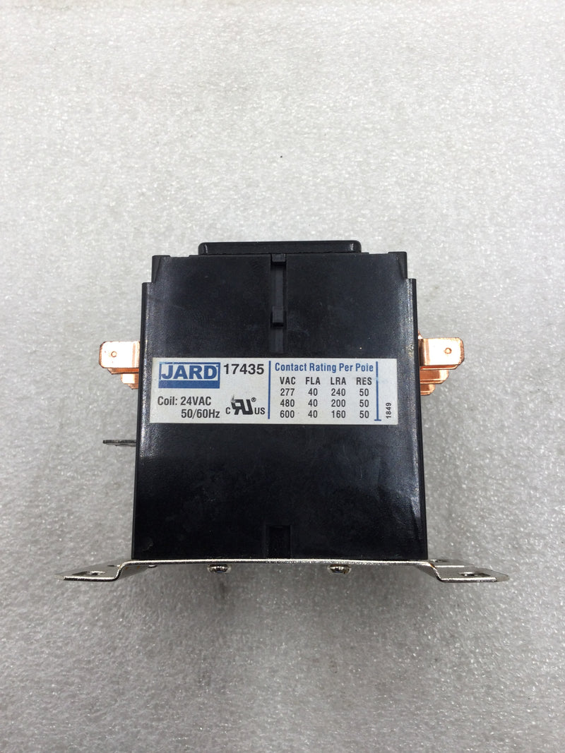 Jard/Mars 17435 40 Amp 3 Pole 277-600V Definite Purpose Contactor w/24 VAC Coil
