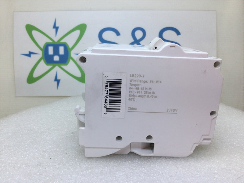 Leviton LB220-T 20 Amp 2 Pole 120/240v Plug on Standard Branch Circuit Breaker