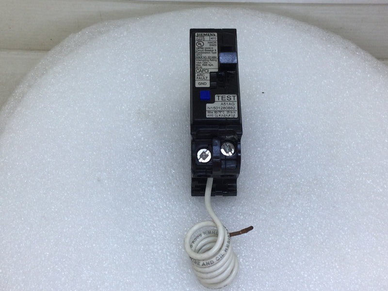 Siemens QA120AFC 20 Amp 120V 1 Pole Type QAF2 Combination Circuit Breaker