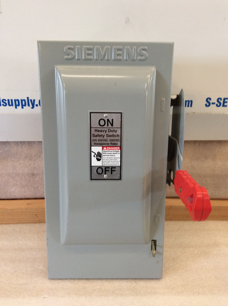 Siemens HF261 Nema1 30A 600VAC Fused Disconnect Safety Switch Includes 2: FLSR20ID Fuses