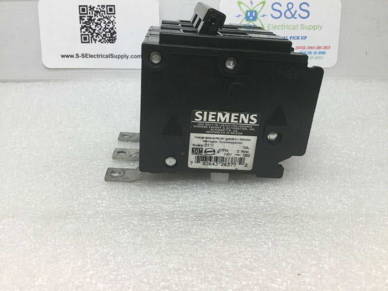 Siemens B370 3 Pole 70 Amp 240 Volt Type BL Circuit Breaker