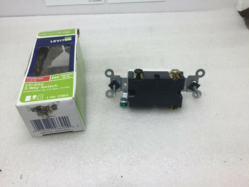 Leviton Light Ivory 3-Way Commercial Toggle Wall Light Switch 15/20a  Csb3