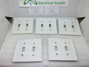 (Lot Of 5) 2 Gang Combo Toggle Switch Duplex Cover Plate White
