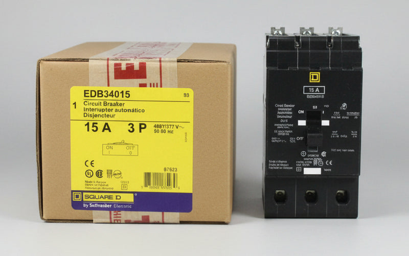Square D EDB34015 15 Amp 3 Pole 277/480V Circuit Breaker