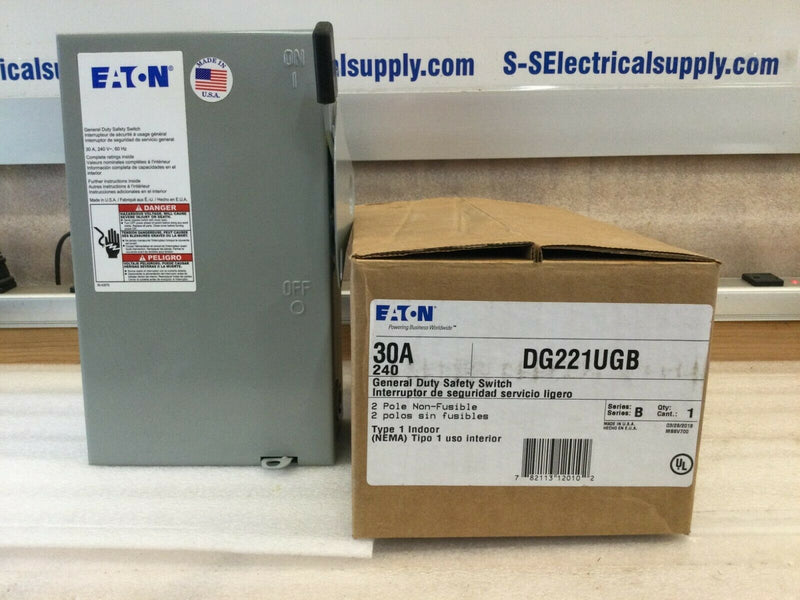 Cutler Hammer DG221UGB 30 Amp 240v 2 Pole Non Fusible Disconnect Switch