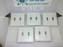 (Lot Of 5) 2 Gang Combo Toggle Switch Duplex Cover Plate White