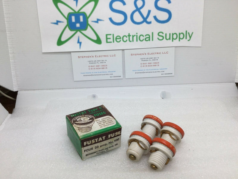 (Lot Of 4) Fustat Type S 20 Amp Time Delay Fuses No
