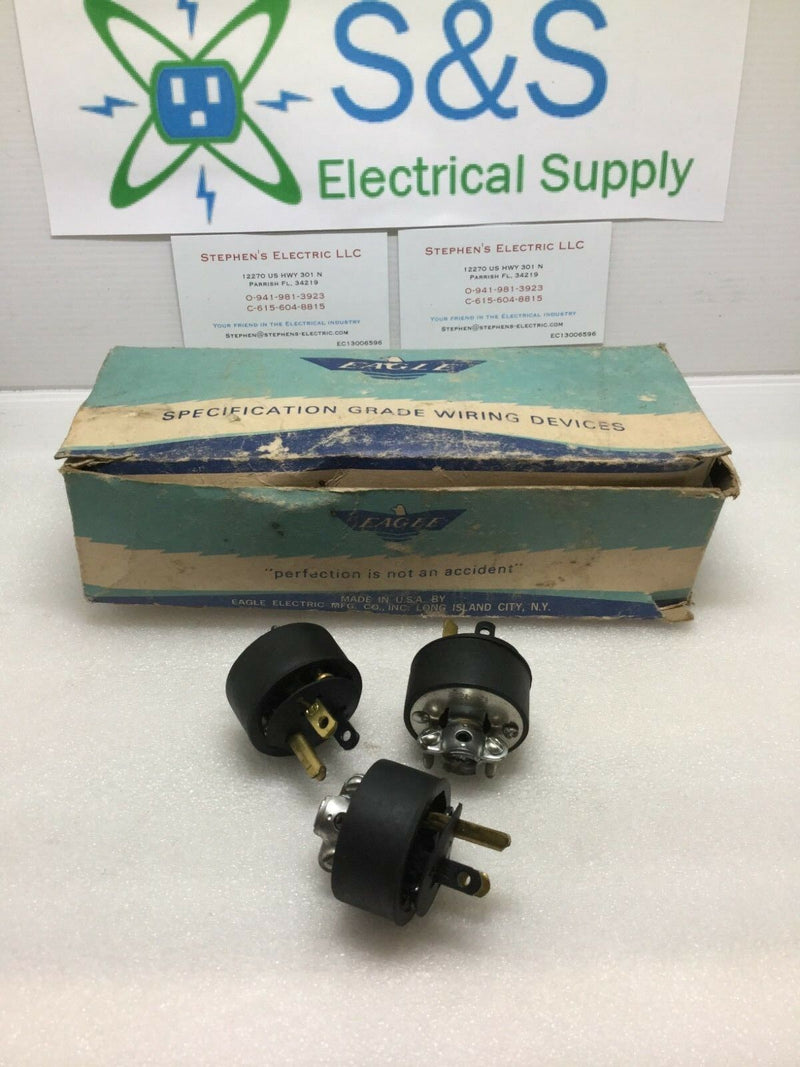Lot Of 3 New 15a Or 20a Grounding Rubber Caps W/ Cord Clamps Eagle Bin2