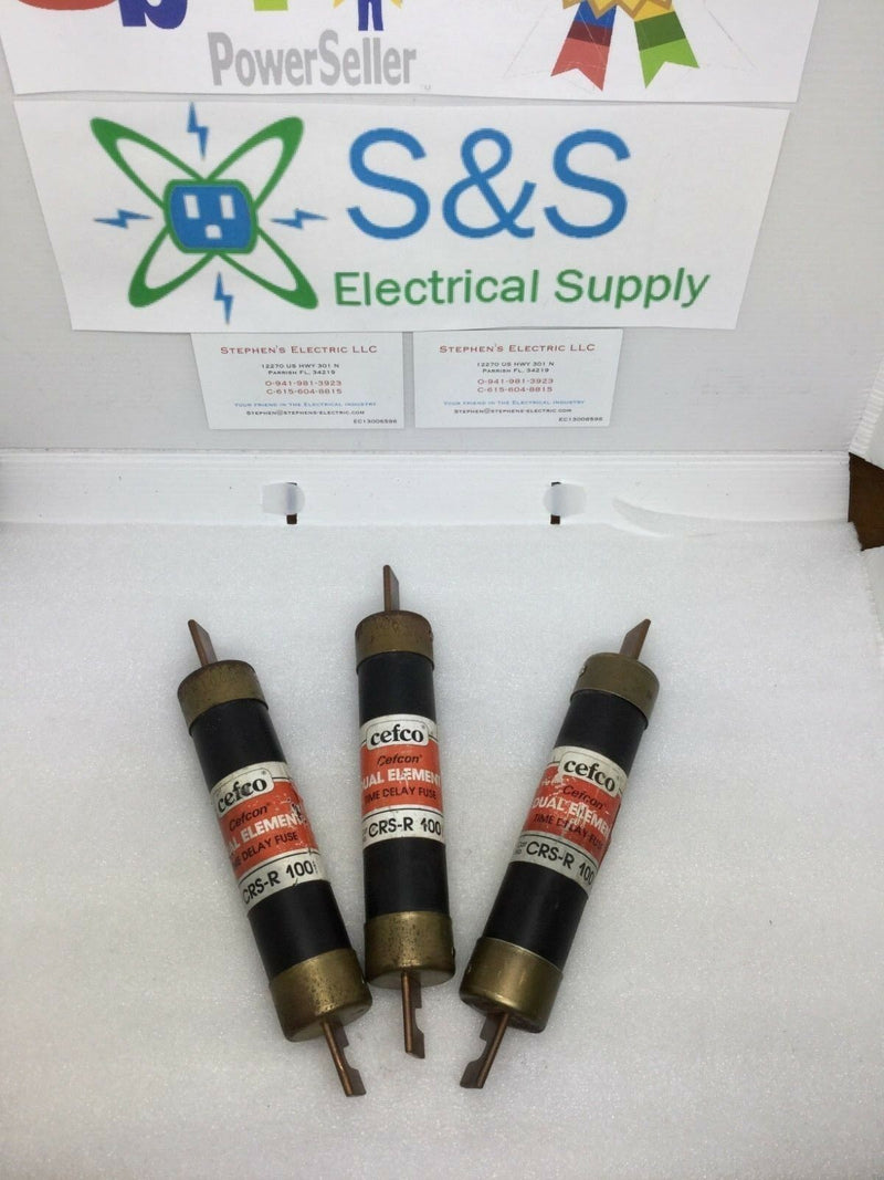 (Lot Of 3) Cefco 100 Amp Crs-R 100 (Crsr / Crs-R-100 / Crs-R) Class Rk5 Fuse