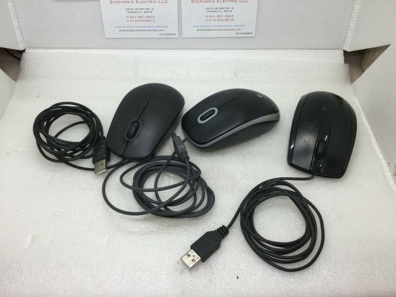 Logitech, Dell, Hp Usb Mouse Lot Of 3