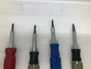 Lot Of 4 Screw Drivers, 5 In 1 Philips And Flat 5/16 Hex Drive