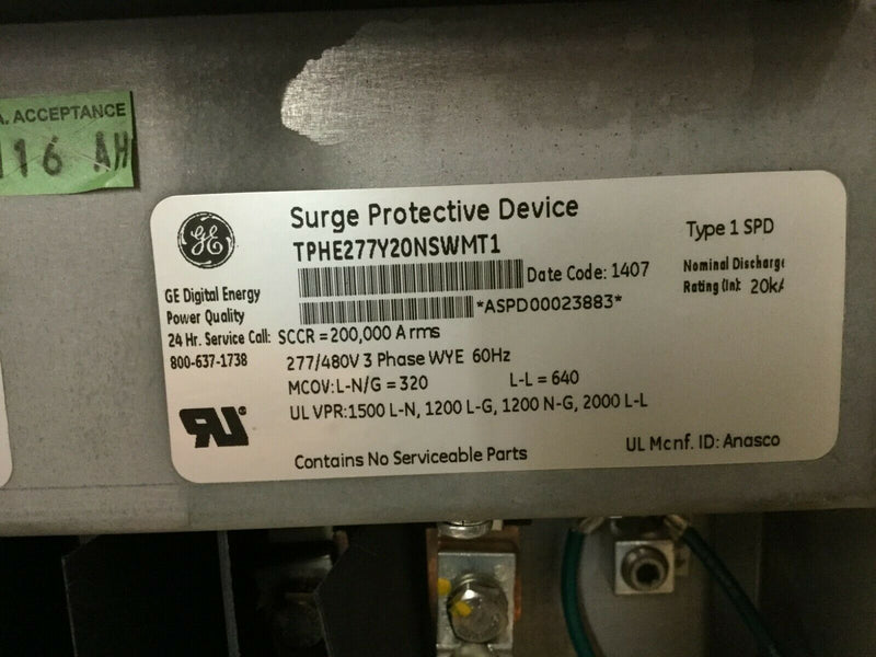 Ge Tranquell Surge Protective Device Type 1 Spd Tphe277y20nswmt1 20ka 277/480/3p