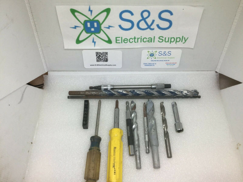 Lot Of 12 Tools Drill Bits And Screwdrivers
