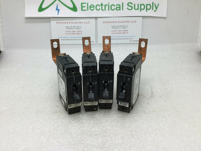 (4) Airpax Lelk1-1rec4-52-10 10 Amp Dc Breaker With Copper Mounting Foot