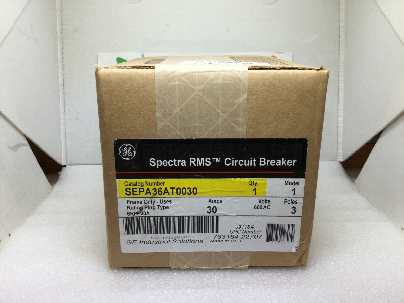 GE/General Electric SEPA36AT0030 30 Amp 3 Pole 600V Spectra Series Cir