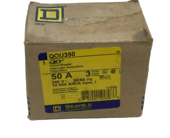 Square D QOU350 50 Amp 3 Pole 240v Type QOU Feed Thru Circuit Breaker
