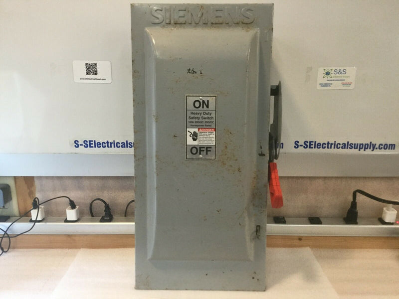 Siemens HF363 or HF363N 100 Amp 600 Volt 3 Pole Fusible Safety Switch