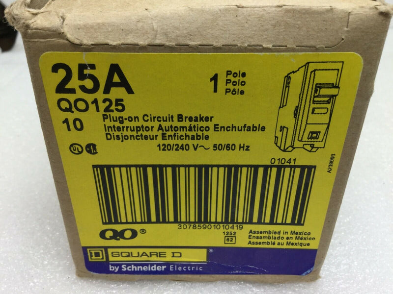 Square D QO125 1 Pole 25 Amp 10ka 240v Circuit Breaker