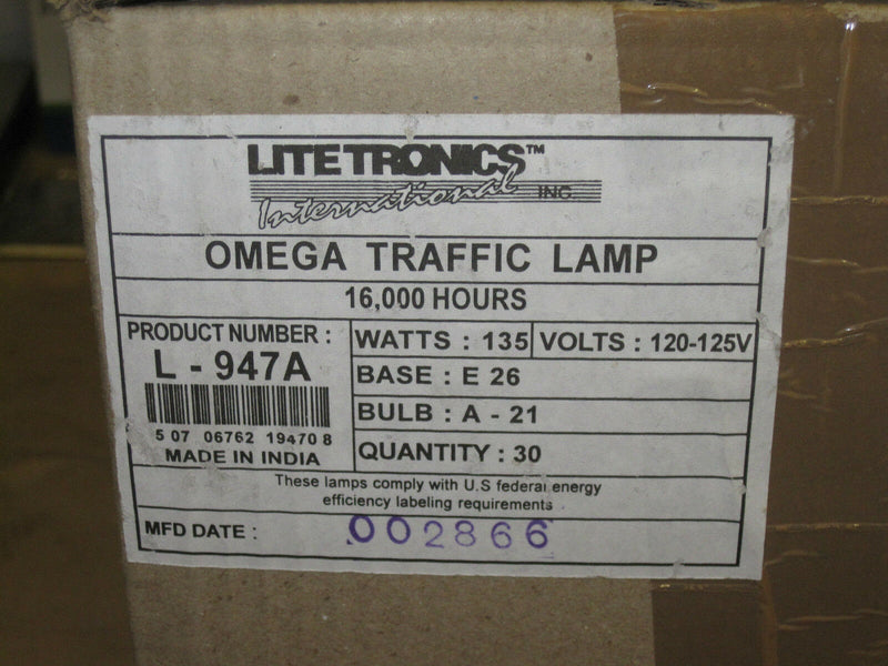 Litetronics Omega Traffic Lamp L-947a 16,000 Hour 135 Watt 120-125 Volt E-26 A-2
